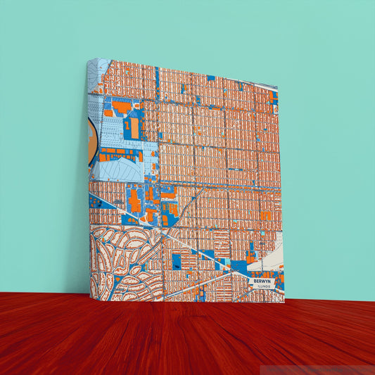 Berwyn Illinois Colorful City Map Canvas Print