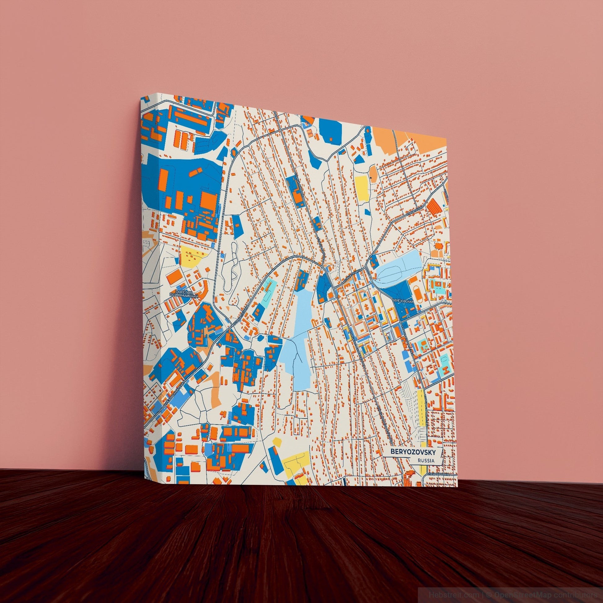 Берёзовский Russia Colorful City Map Canvas Print