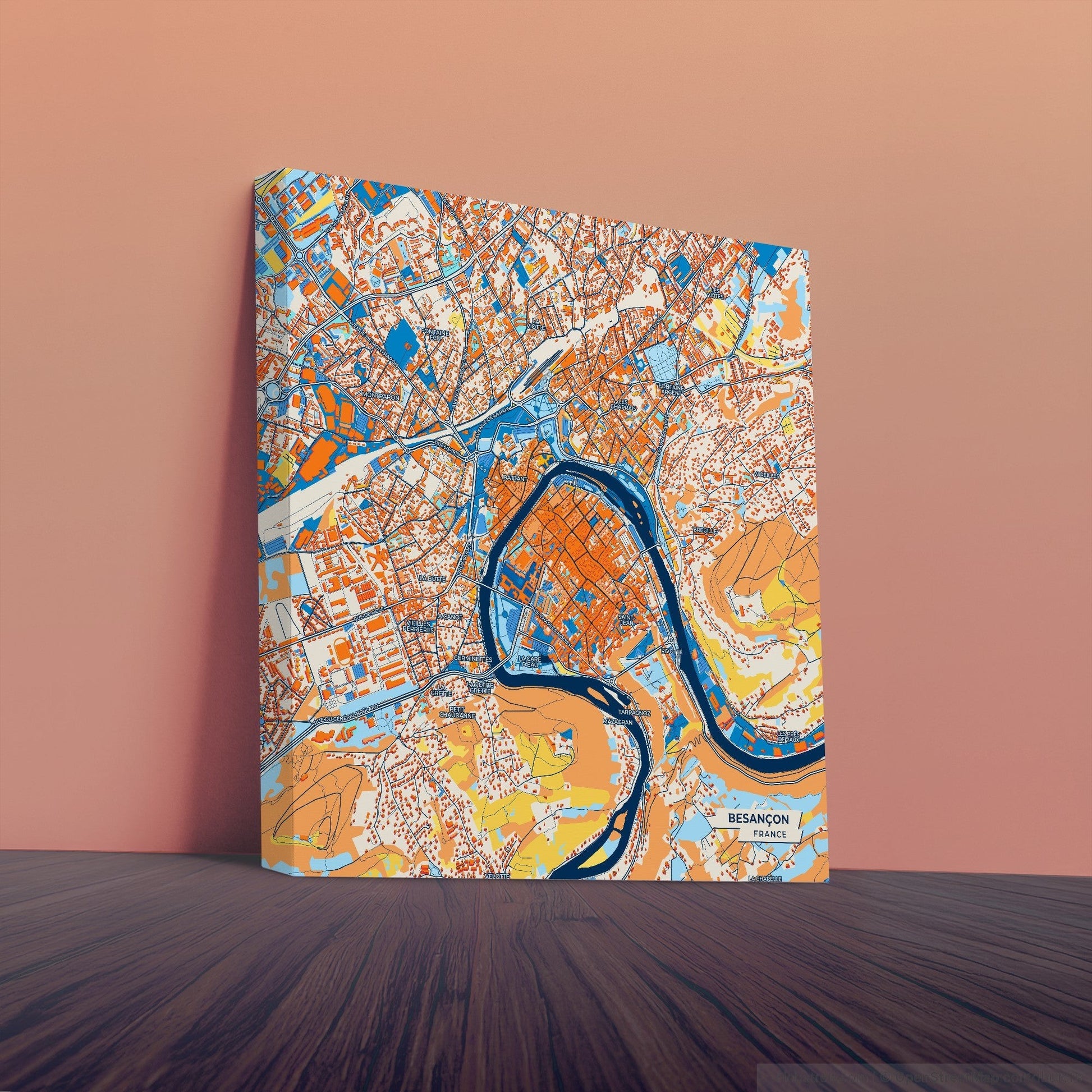 Besançon France Colorful City Map Canvas Print