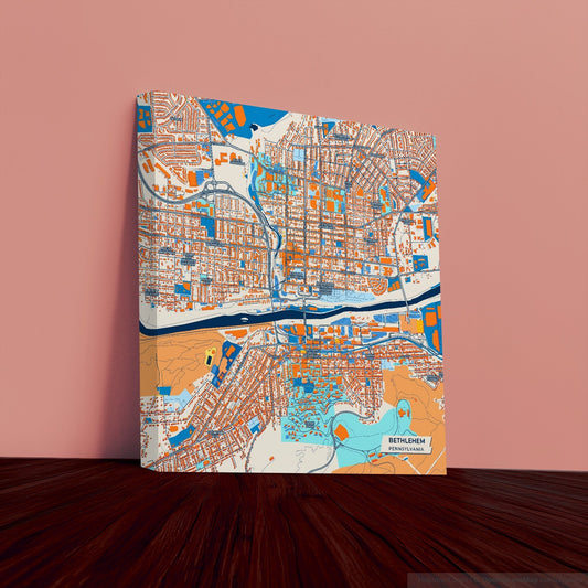 Bethlehem Pennsylvania Colorful City Map Canvas Print