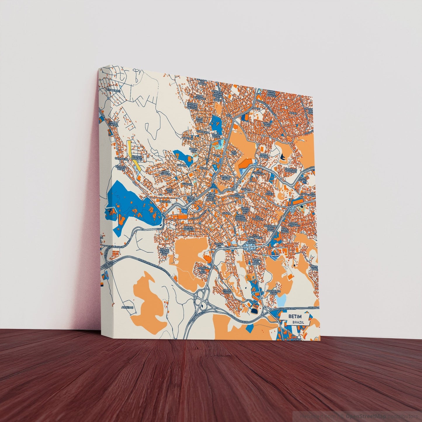 Betim Brazil Colorful City Map Canvas Print