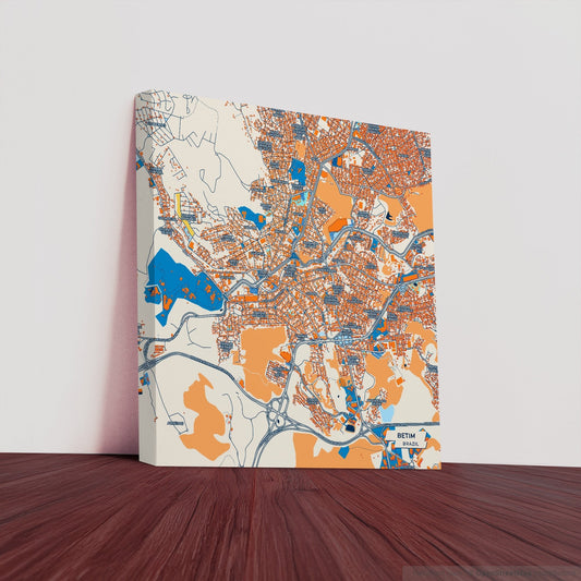 Betim Brazil Colorful City Map Canvas Print