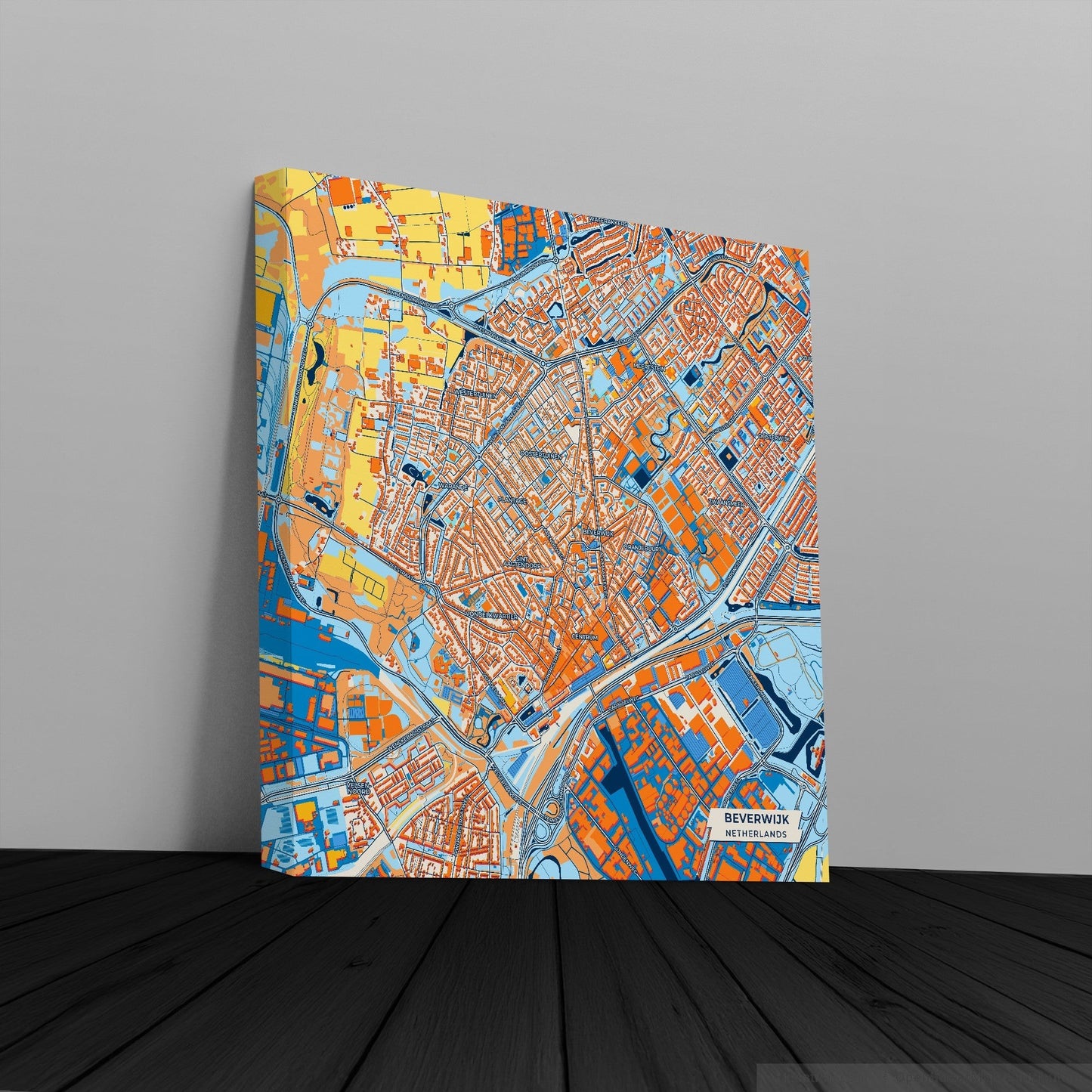 Beverwijk Netherlands Colorful City Map Canvas Print