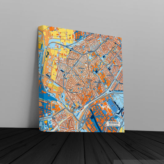 Beverwijk Netherlands Colorful City Map Canvas Print