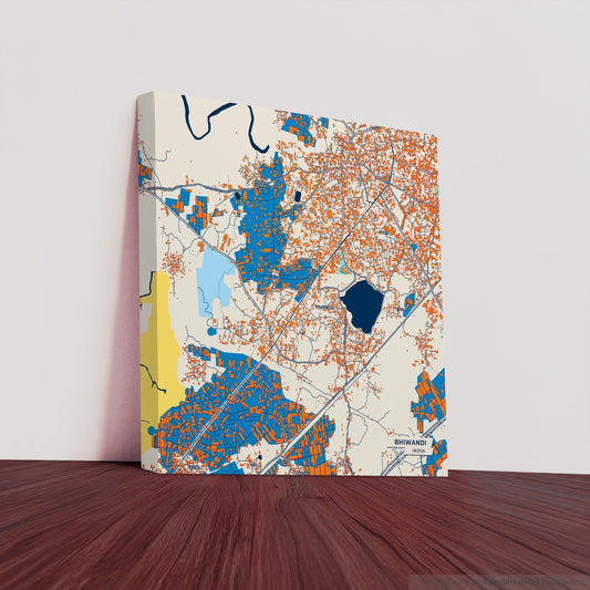 Bhiwandi India Colorful City Map Canvas Print