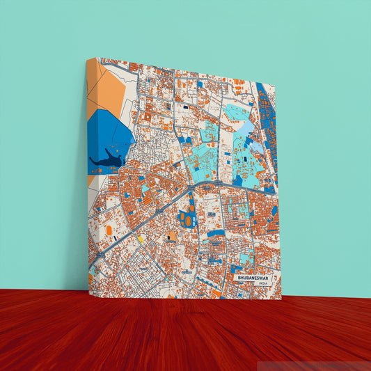 Bhubaneswar India Colorful City Map Canvas Print