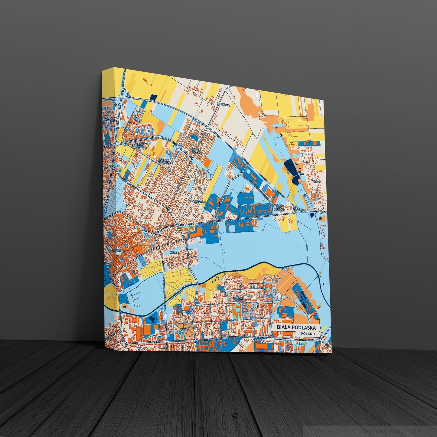 Biała Podlaska Poland Colorful City Map Canvas Print