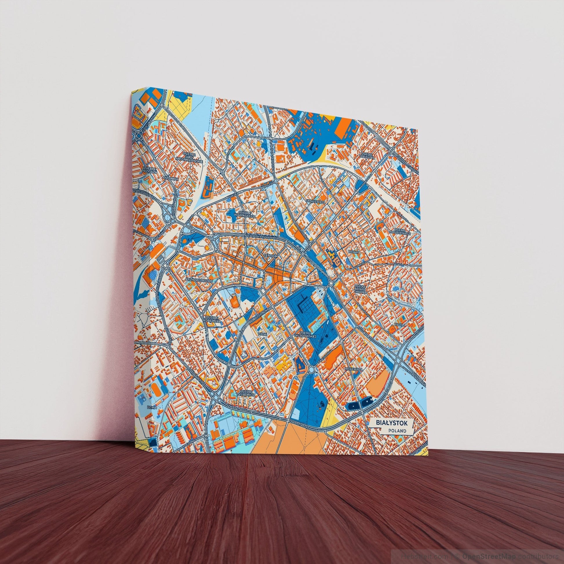 Białystok Poland Colorful City Map Canvas Print