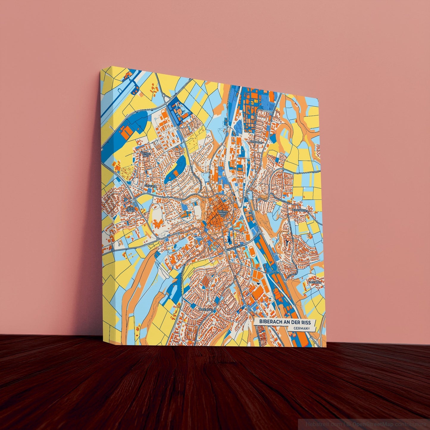 Biberach An Der Riss Germany Colorful City Map Canvas Print