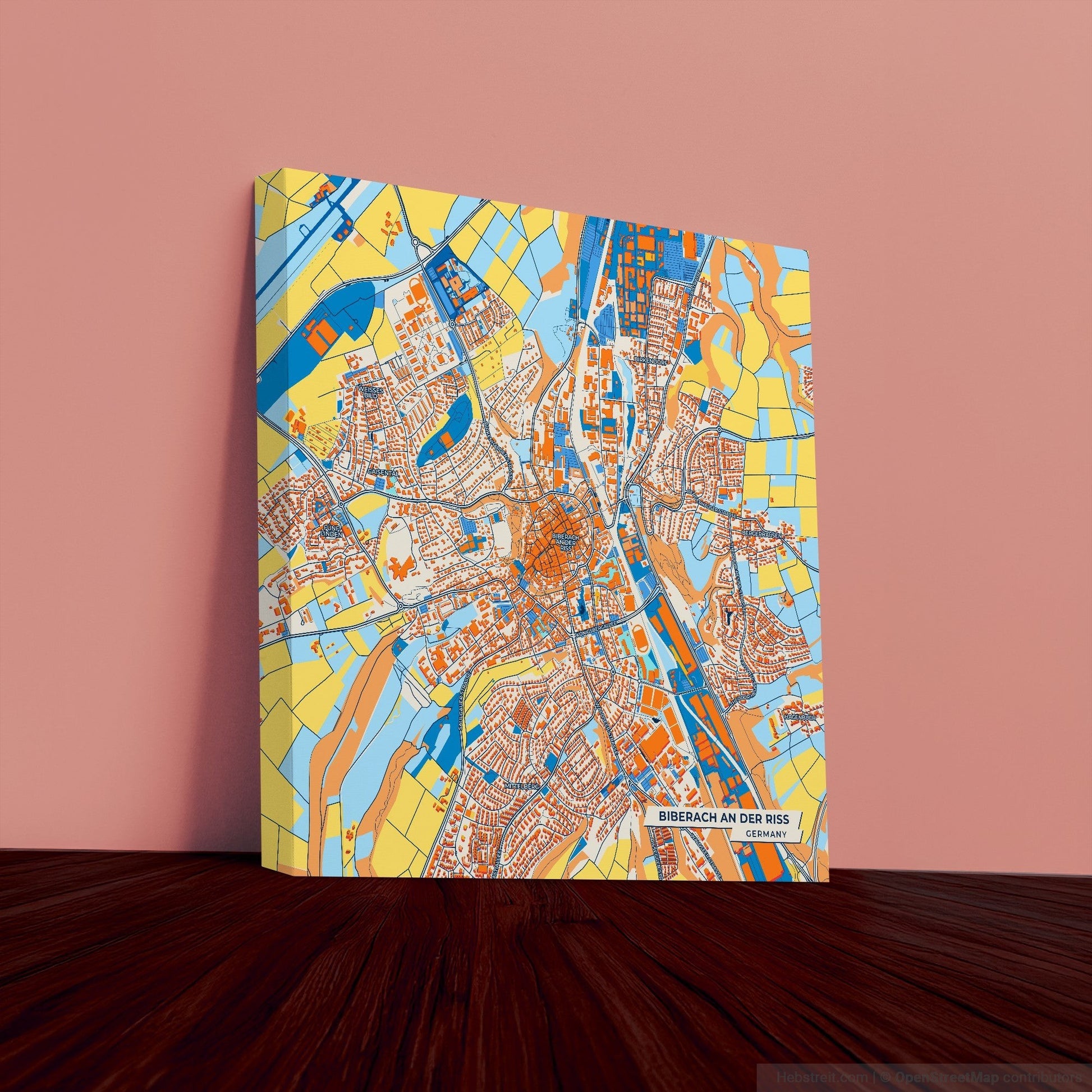 Biberach An Der Riss Germany Colorful City Map Canvas Print