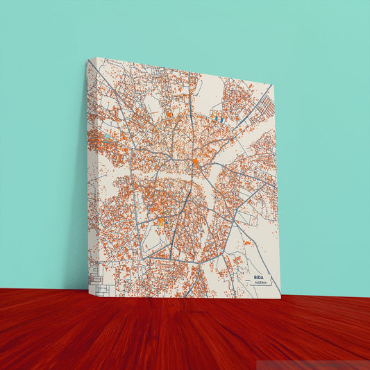Bida Nigeria Colorful City Map Canvas Print