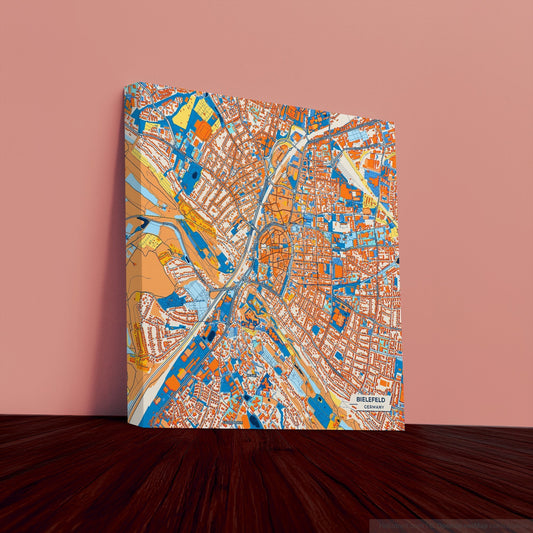 Bielefeld Germany Colorful City Map Canvas Print
