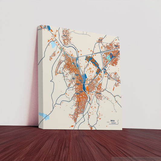 Bi̇ga Turkey Colorful City Map Canvas Print