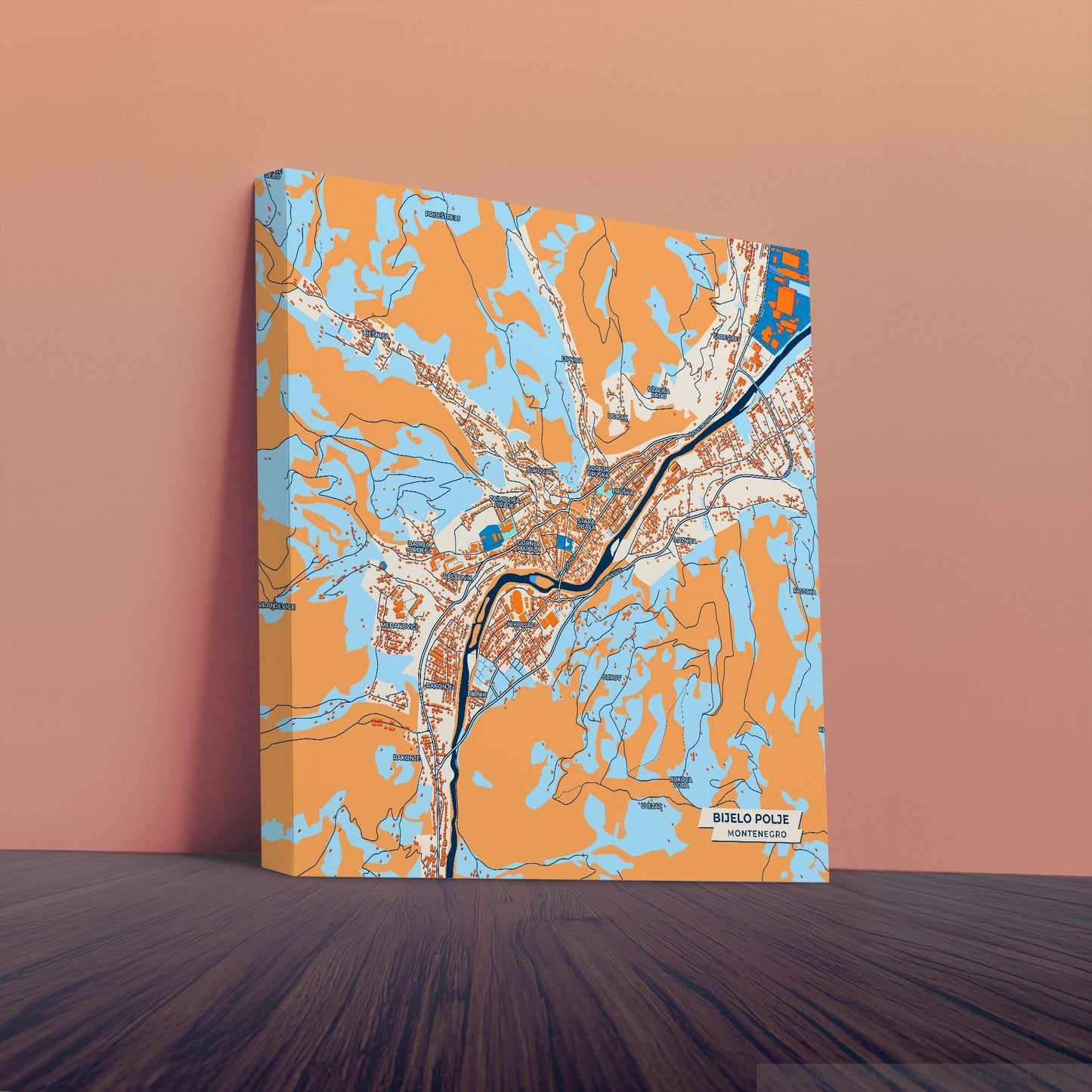 Bijelo Polje Montenegro Colorful City Map Canvas Print