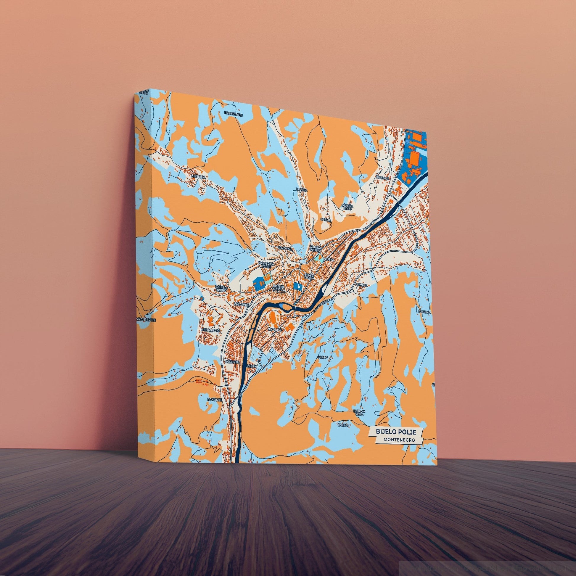 Bijelo Polje Montenegro Colorful City Map Canvas Print