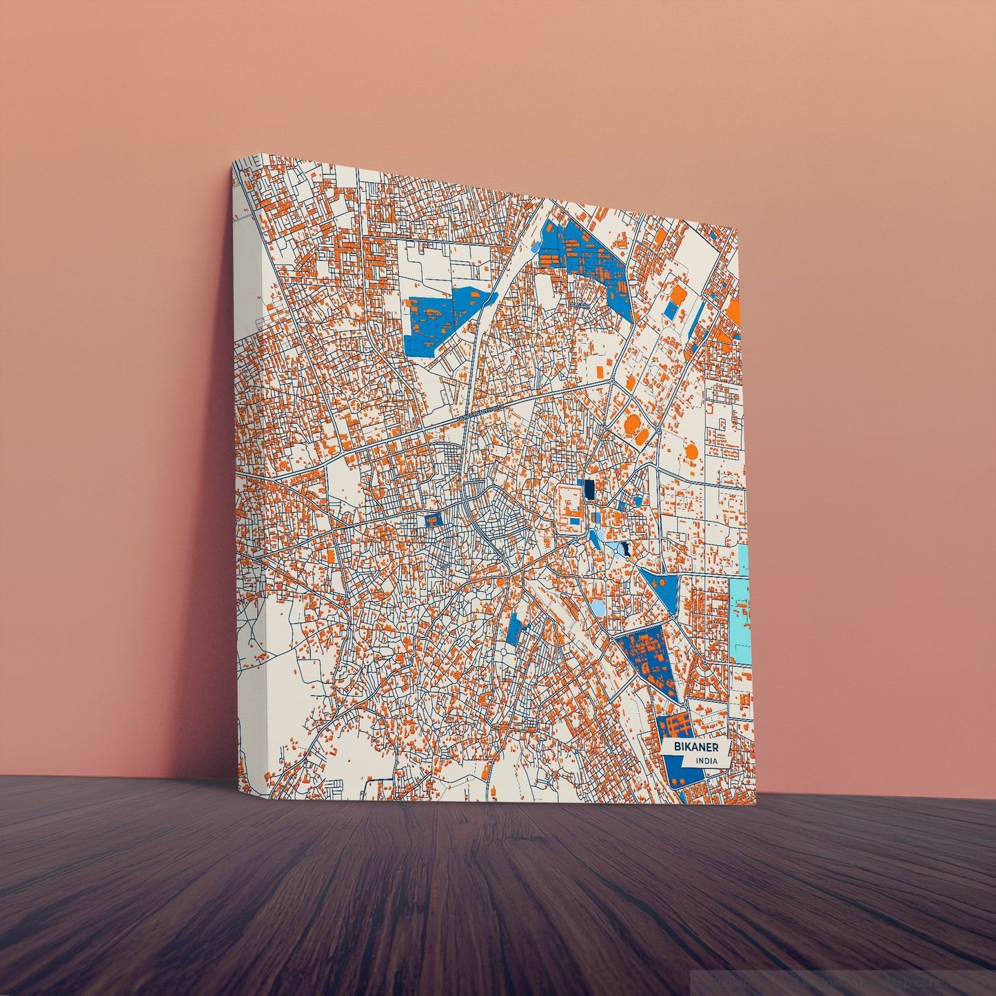 Bikaner India Colorful City Map Canvas Print