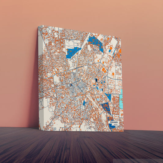 Bikaner India Colorful City Map Canvas Print