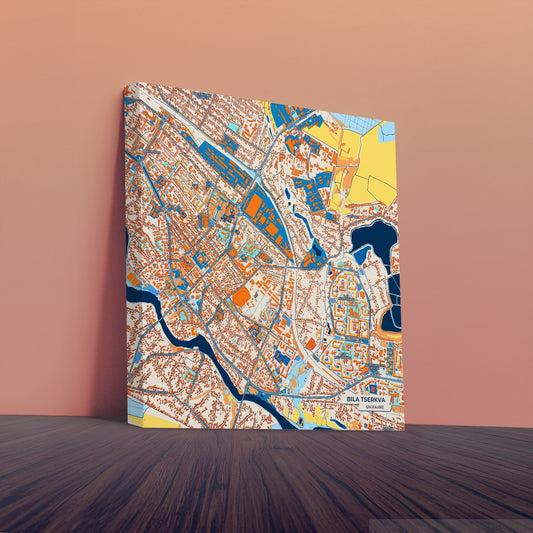 Біла Церква Ukraine Colorful City Map Canvas Print