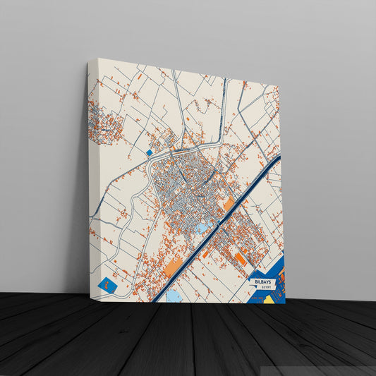 Bilbays Egypt Colorful City Map Canvas Print