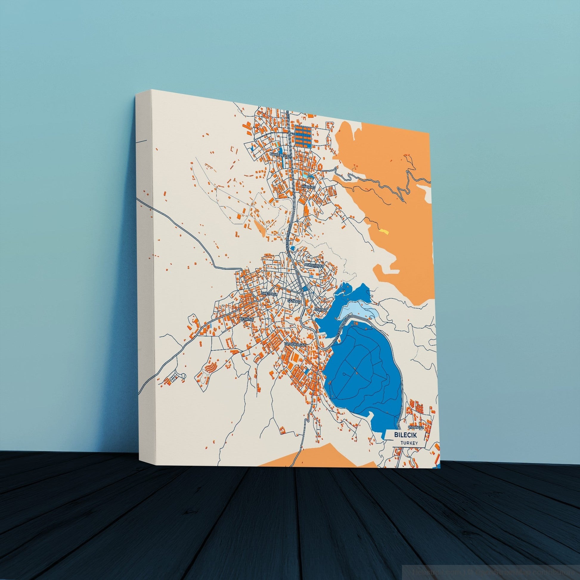 Bi̇leci̇k Turkey Colorful City Map Canvas Print
