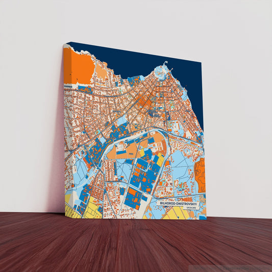 Білгород-Дністровський Ukraine Colorful City Map Canvas Print