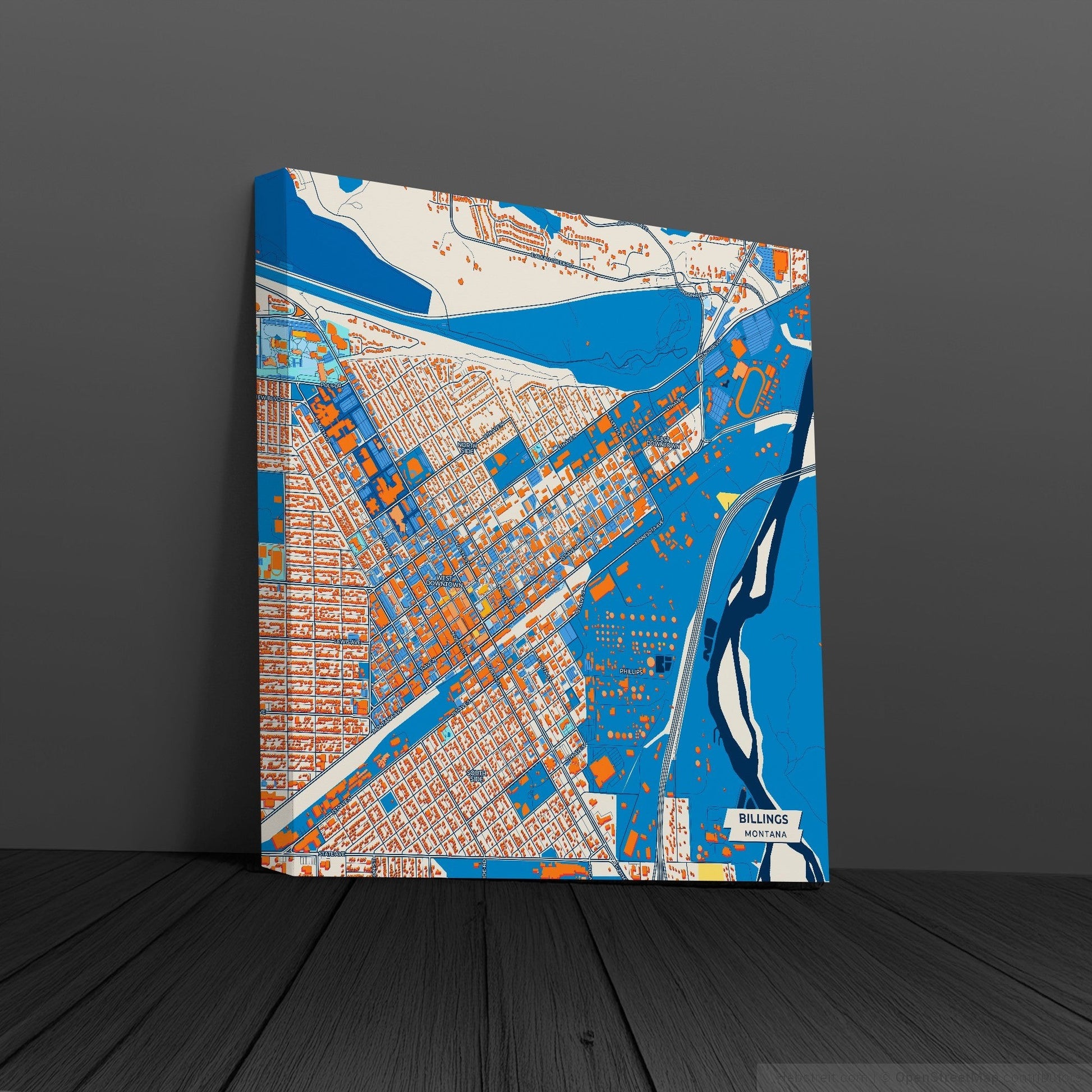 Billings Montana Colorful City Map Canvas Print