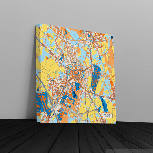 Bilzen Belgium Colorful City Map Canvas Print