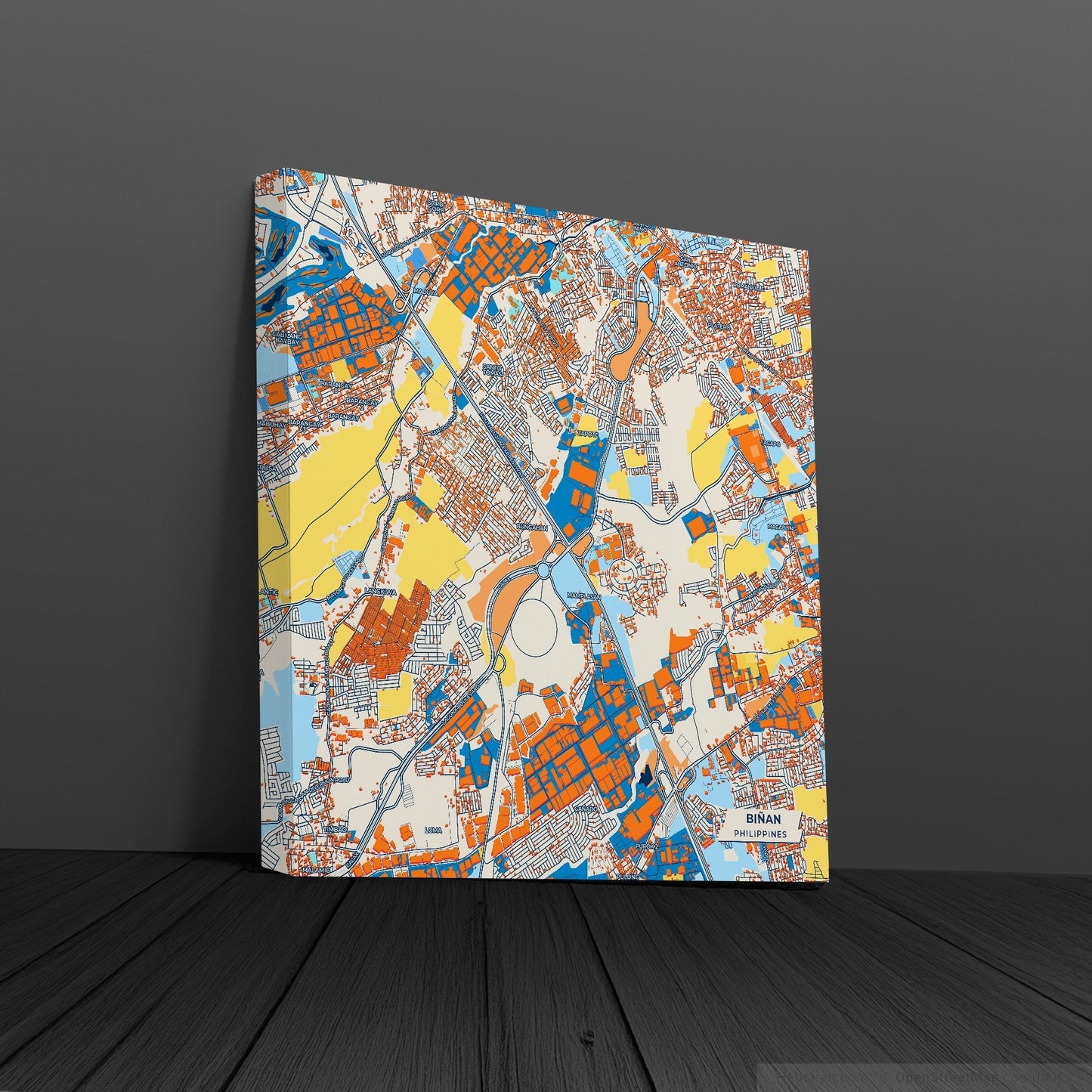 Biñan Philippines Colorful City Map Canvas Print