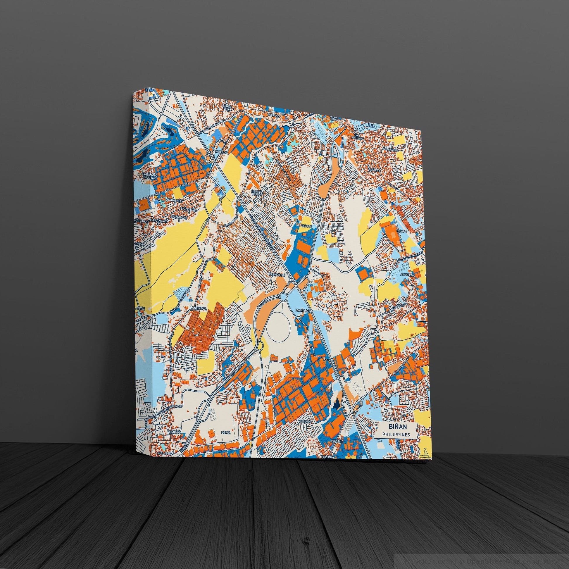 Biñan Philippines Colorful City Map Canvas Print