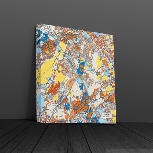 Biñan Philippines Colorful City Map Canvas Print