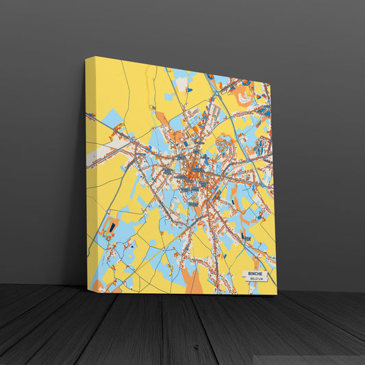 Binche Belgium Colorful City Map Canvas Print