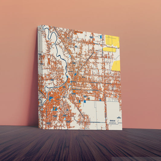 Binjai Indonesia Colorful City Map Canvas Print
