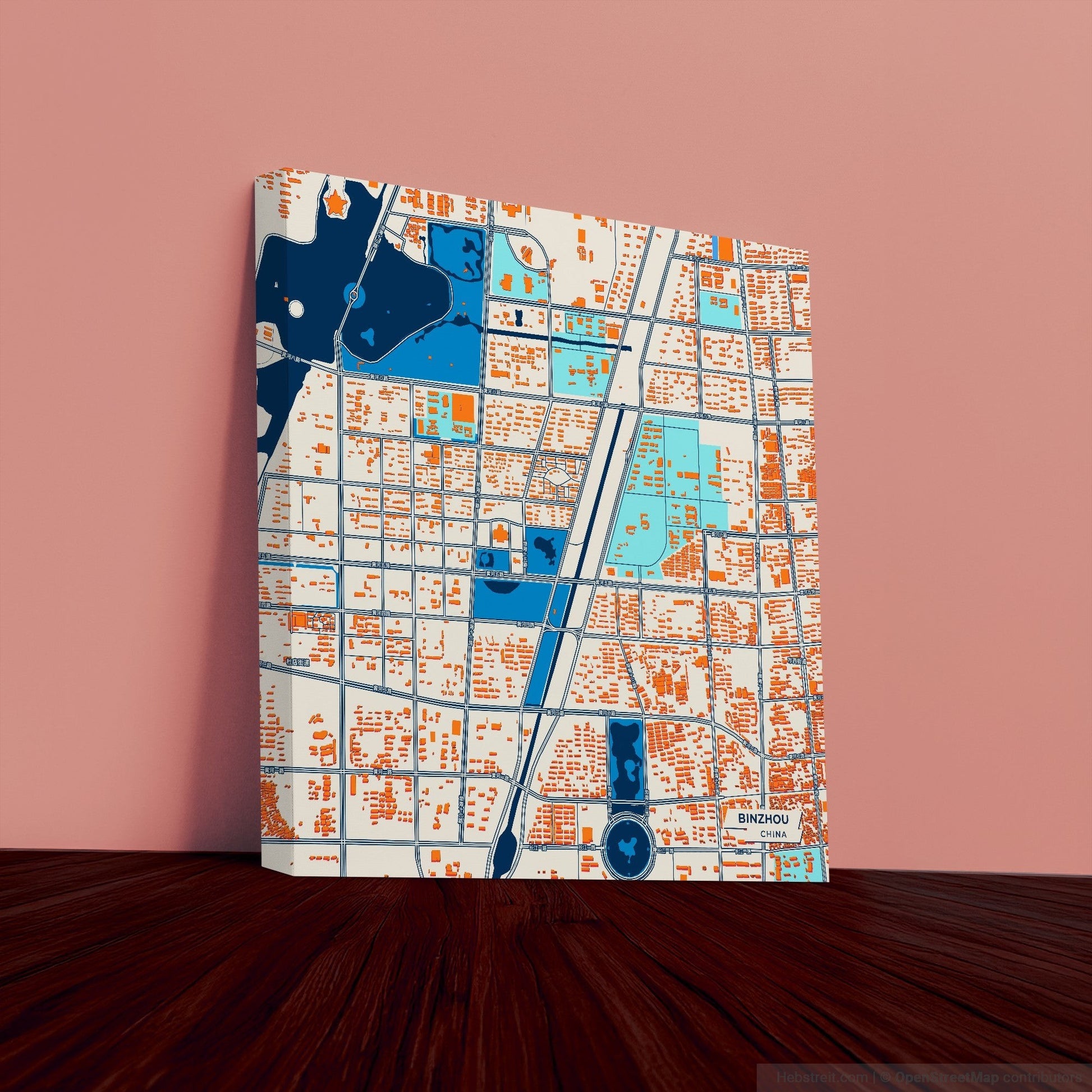 Binzhou China Colorful City Map Canvas Print