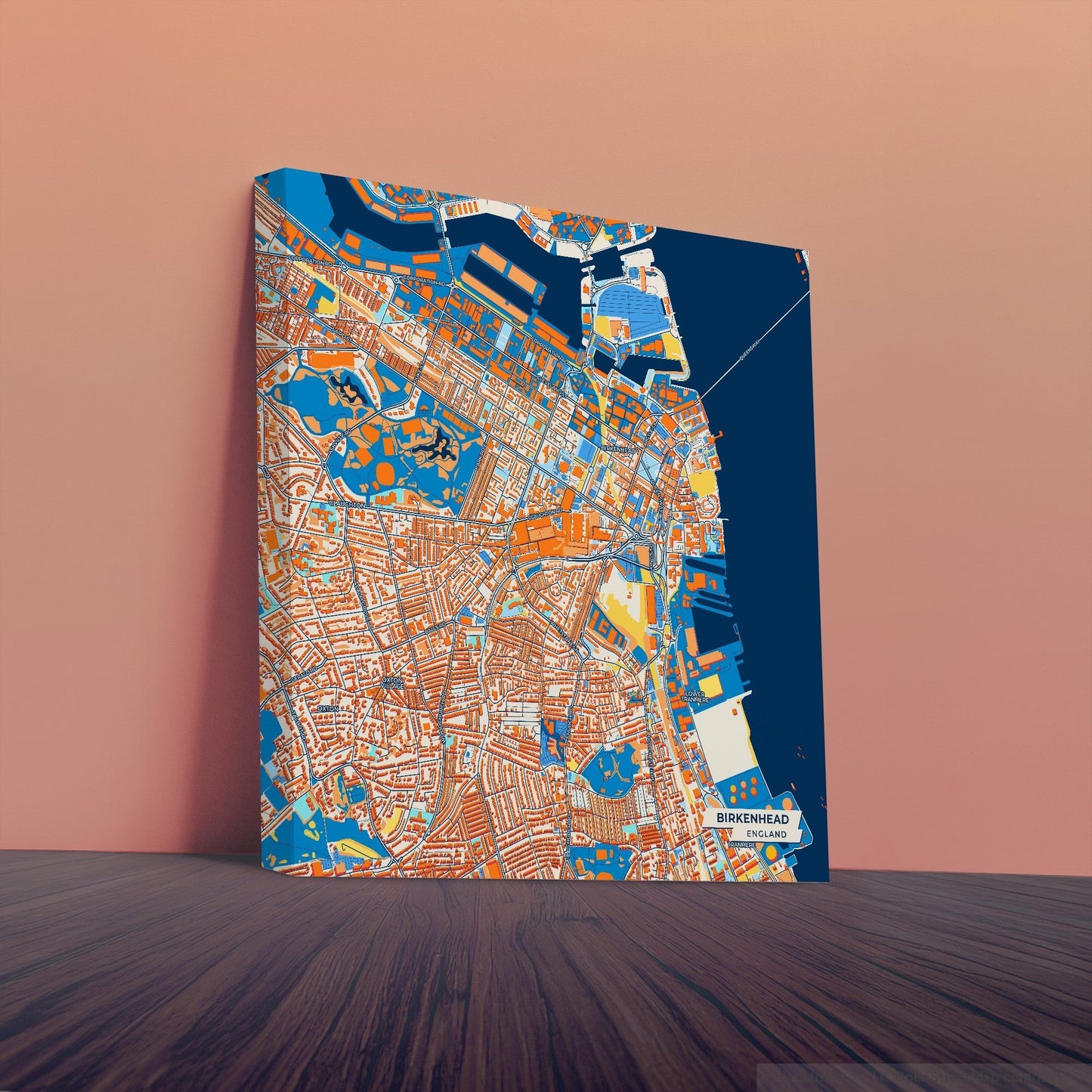 Birkenhead England Colorful City Map Canvas Print