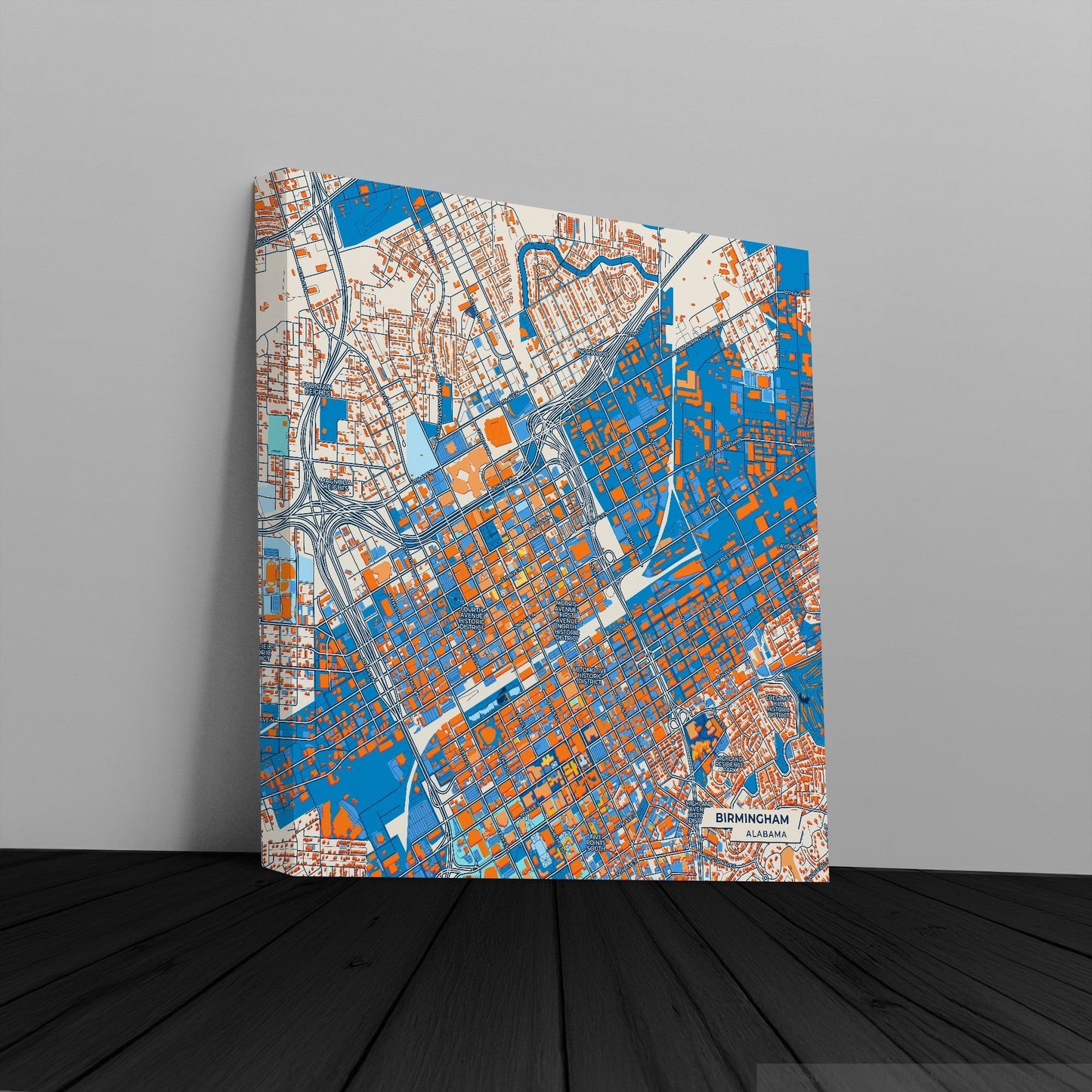 Birmingham Alabama Colorful City Map Canvas Print