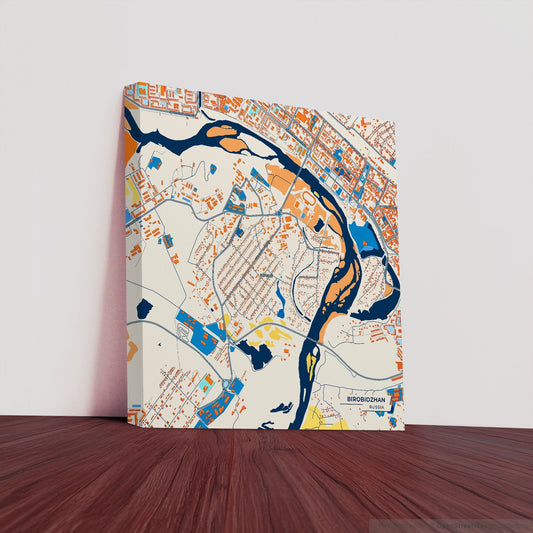 Биробиджан Russia Colorful City Map Canvas Print