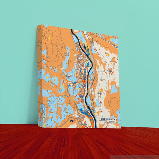 Bischofshofen Austria Colorful City Map Canvas Print