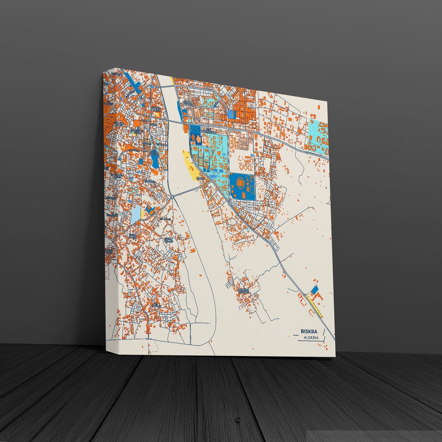 Biskra Algeria Colorful City Map Canvas Print