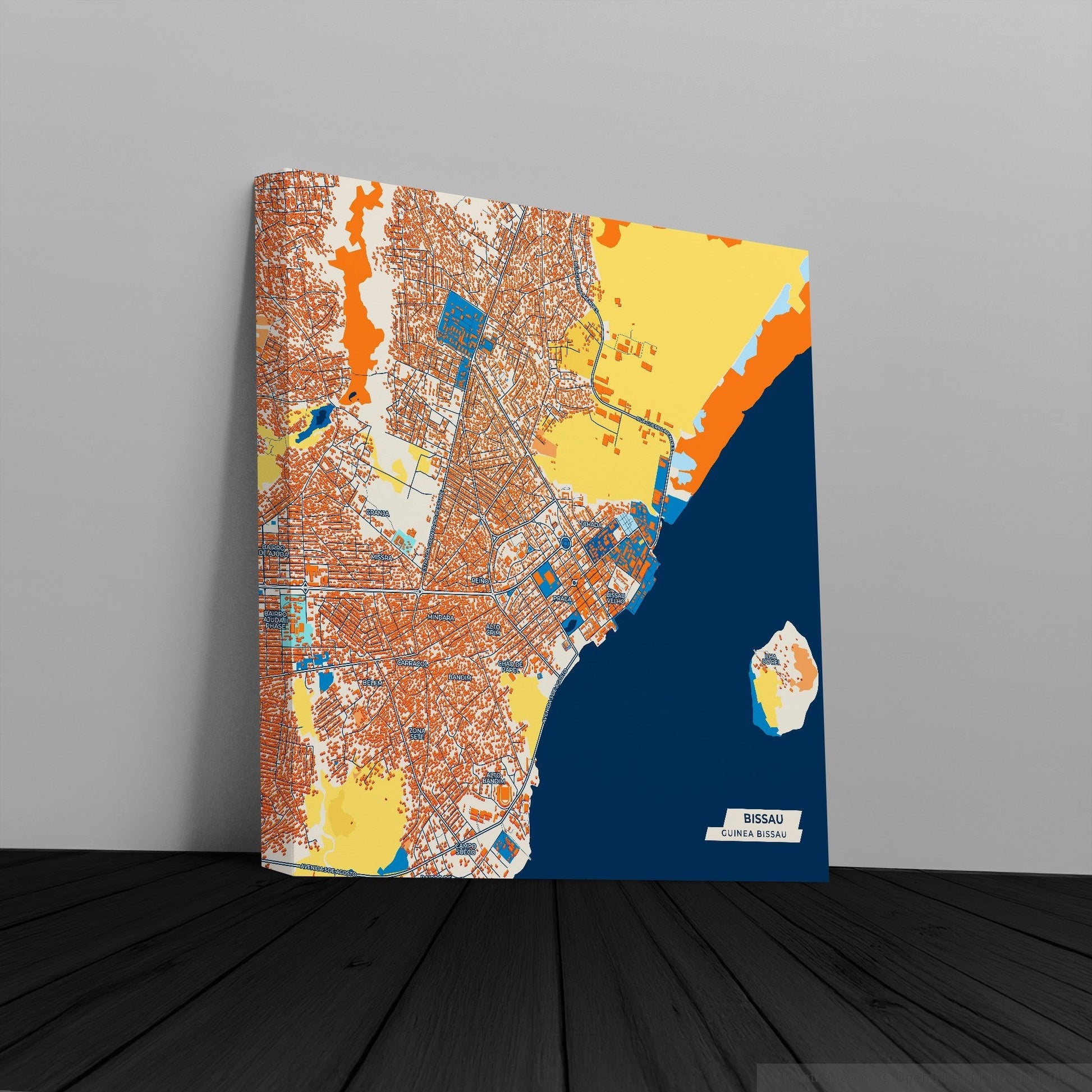Bissau Guinea Bissau Colorful City Map Canvas Print