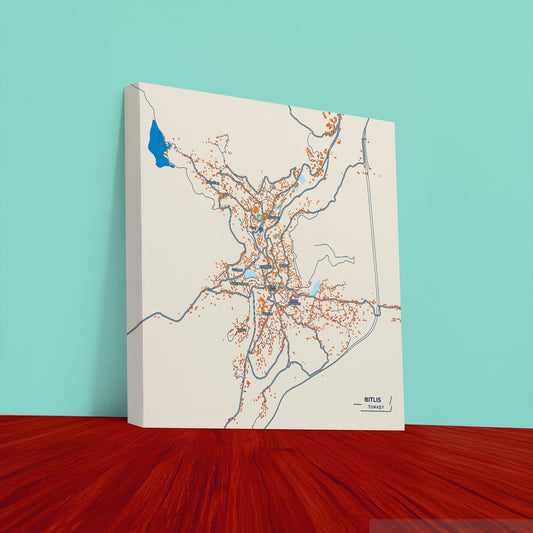 Bi̇tli̇s Turkey Colorful City Map Canvas Print