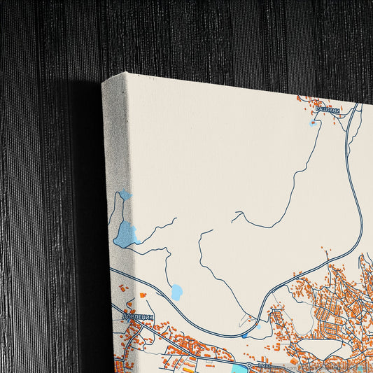 Bitola North Macedonia Colorful City Map Canvas Print Detail