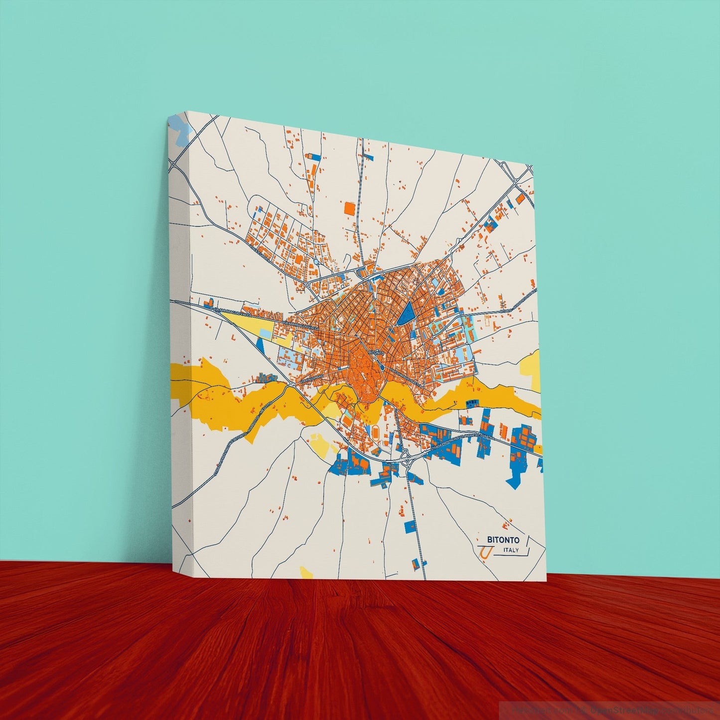 Bitonto Italy Colorful City Map Canvas Print