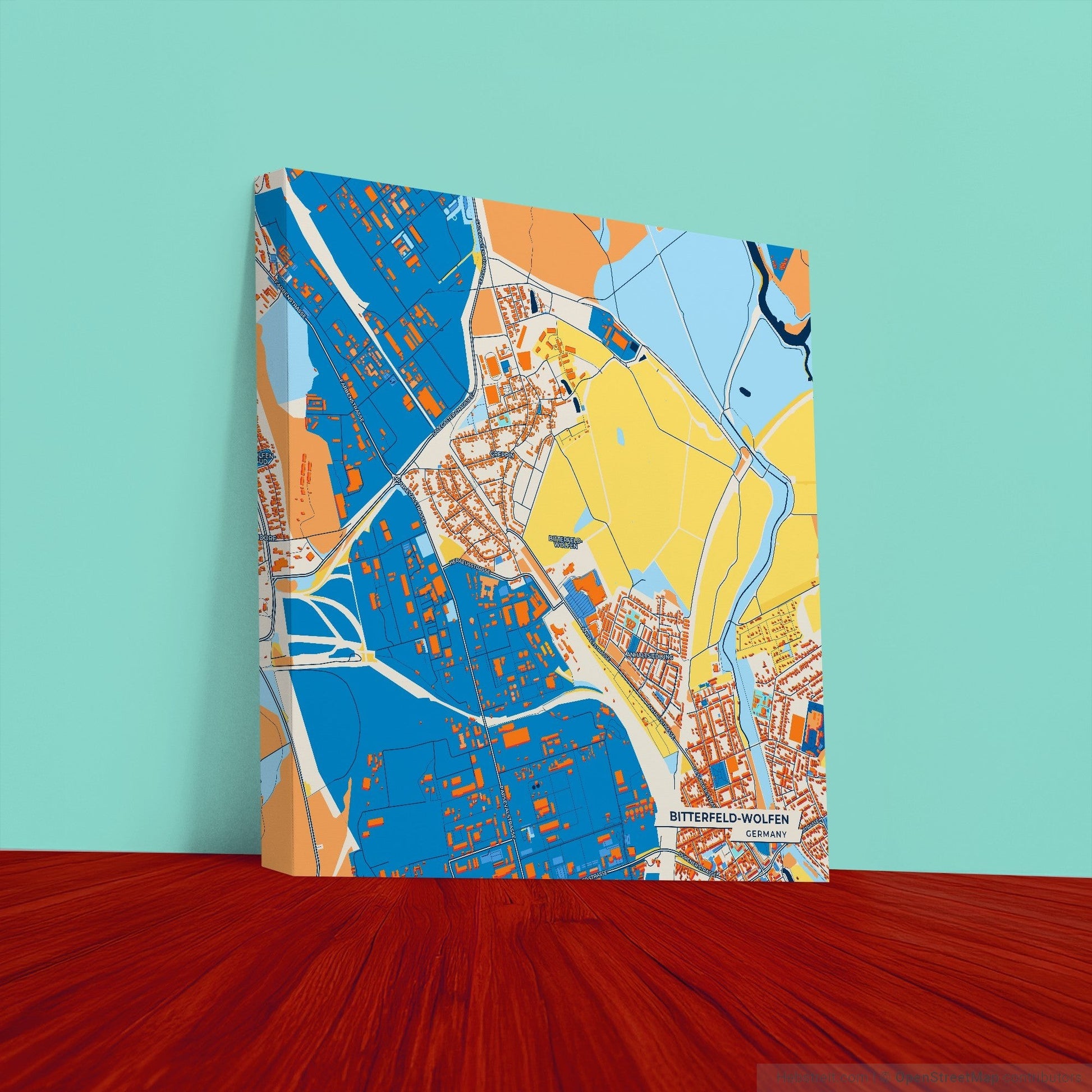 Bitterfeld-Wolfen Germany Colorful City Map Canvas Print