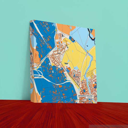 Bitterfeld-Wolfen Germany Colorful City Map Canvas Print