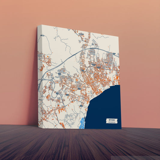 Bitung Indonesia Colorful City Map Canvas Print