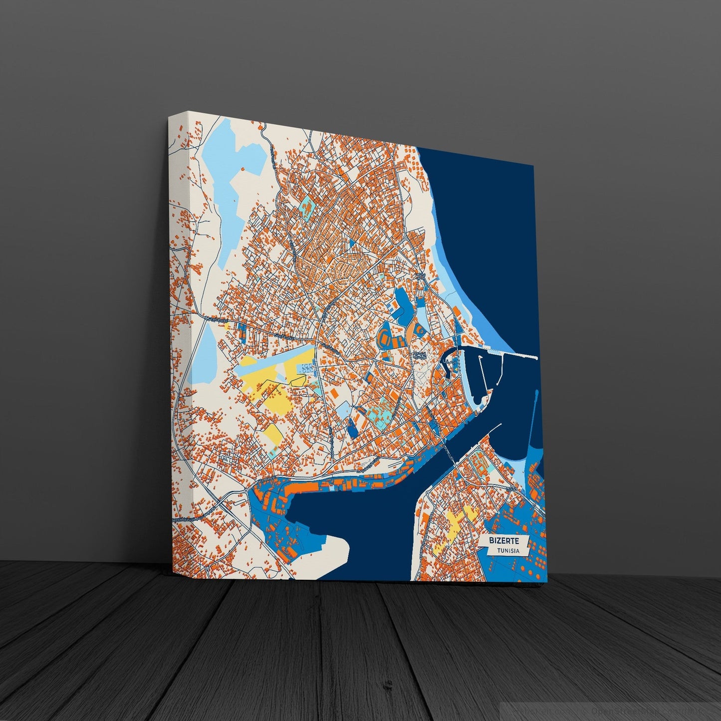Bizerte Tunisia Colorful City Map Canvas Print
