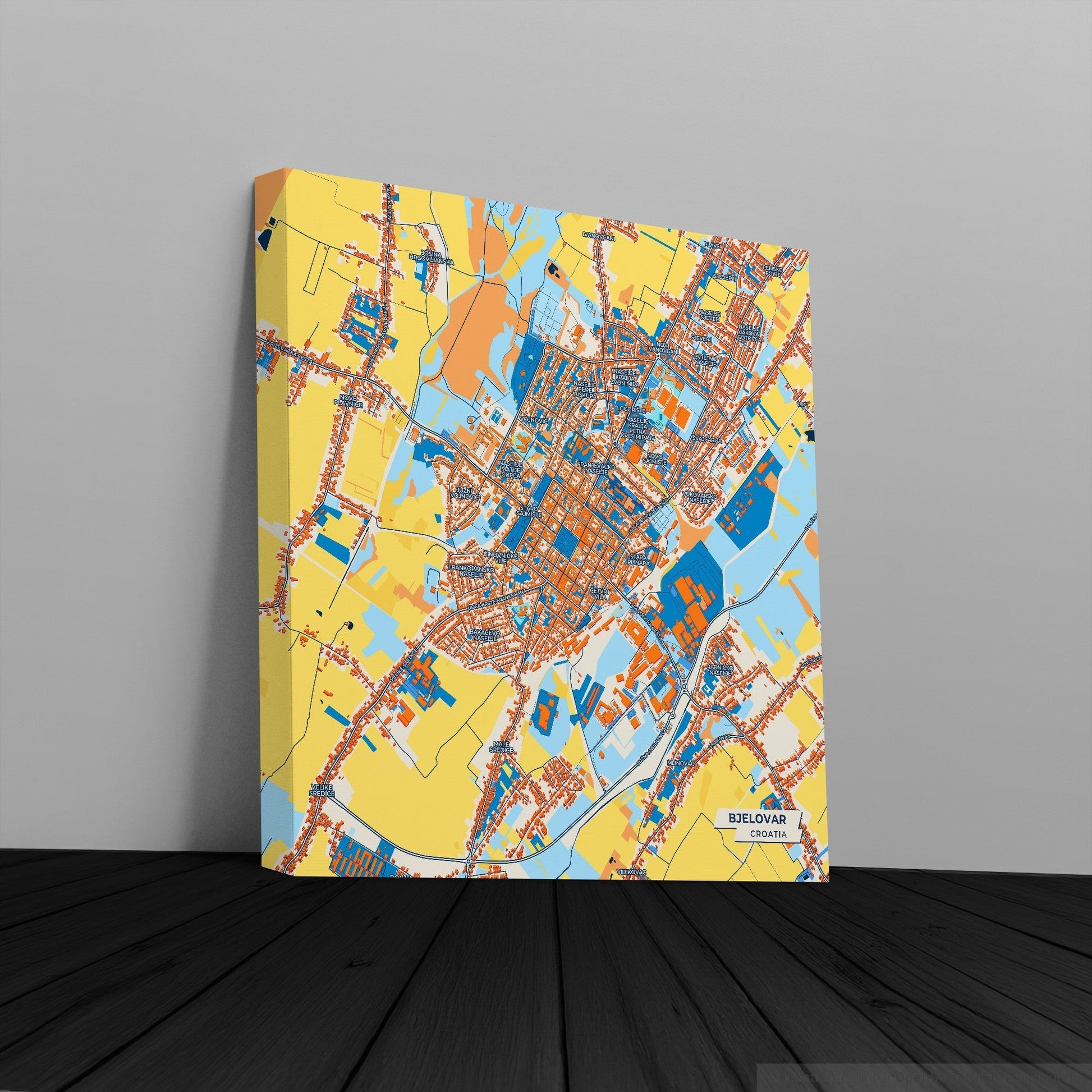 Bjelovar Croatia Colorful City Map Canvas Print