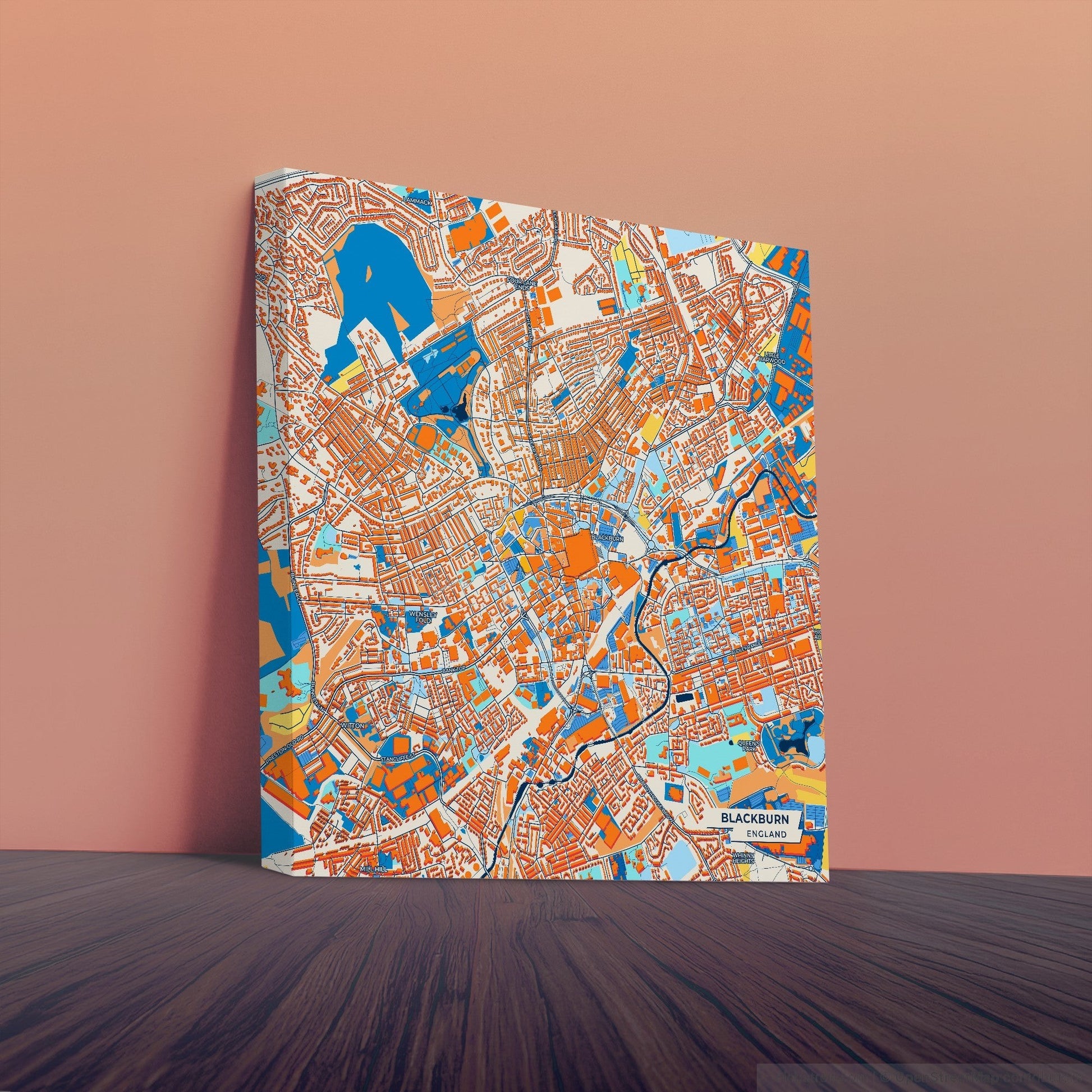 Blackburn England Colorful City Map Canvas Print