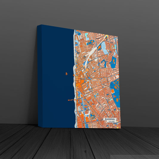 Blackpool England Colorful City Map Canvas Print