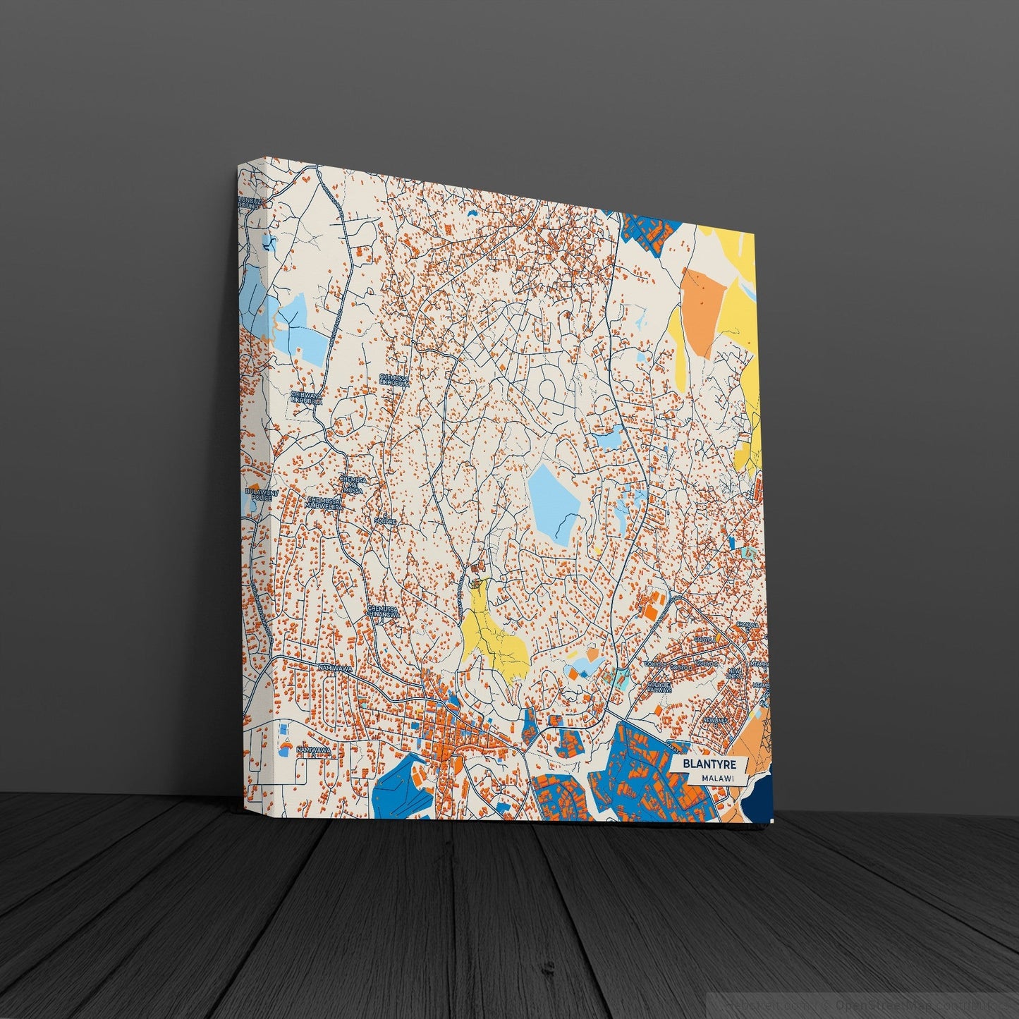 Blantyre Malawi Colorful City Map Canvas Print